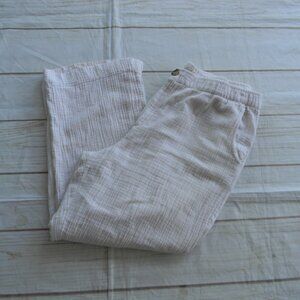 WONDERLY WM'S IVORY WIDE LEG PULL-ON COTTON GAUZE PANTS SZ XL